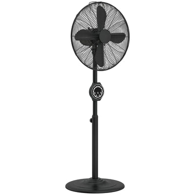 Pedestal Fan with Adjustable Height and Remote for Quiet Home Cooling Black AOSOM