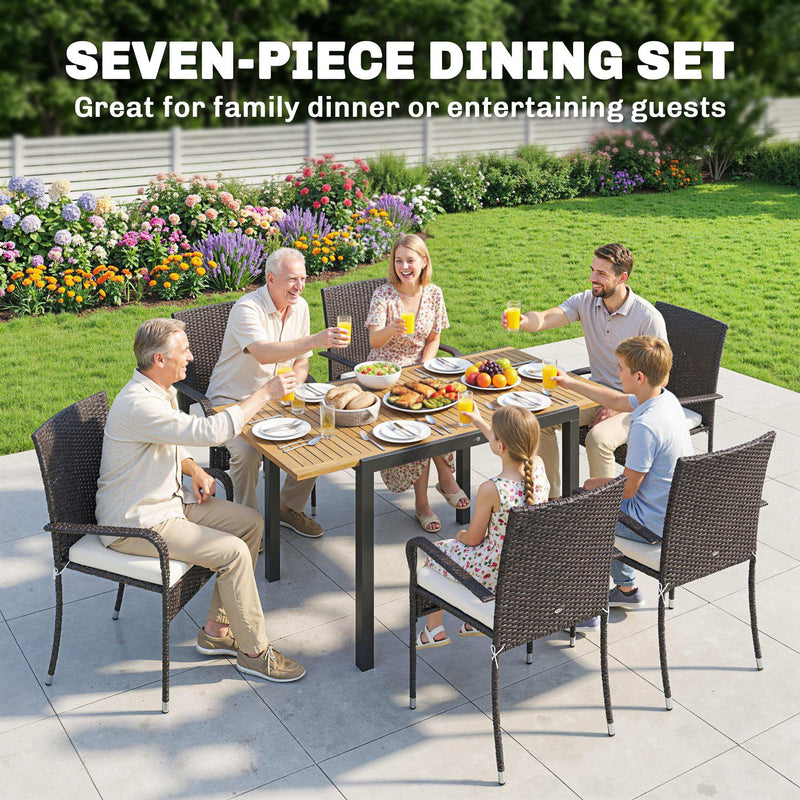 7 Piece Garden Dining Set with Extendable Table and Stackable Chairs for Flexible Outdoor Seating