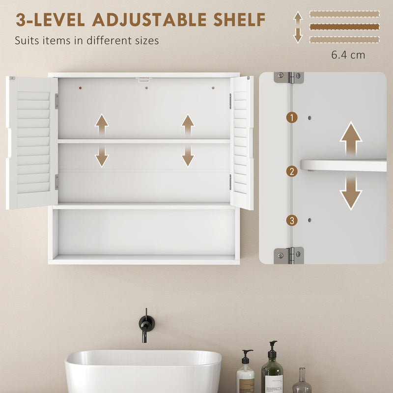 Wall Mounted Bathroom Storage Cabinet With Adjustable Shelves For Small Spaces White