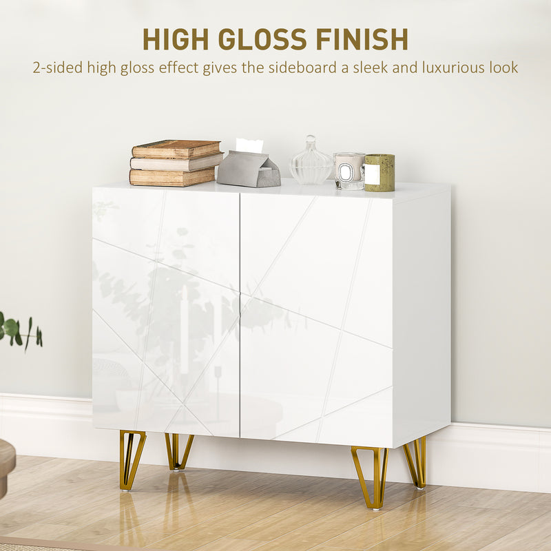 Modern High Gloss Sideboard with Hairpin Legs for Stylish Storage and Display, White