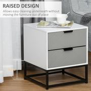 2 Drawer Bedside Cabinet With Metal Base For Bedroom Living Room Or Dorm Storage