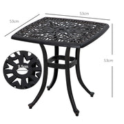 Cast Aluminium Square Bistro Table with Umbrella Hole for Garden and Balcony Bronze by Outsunny