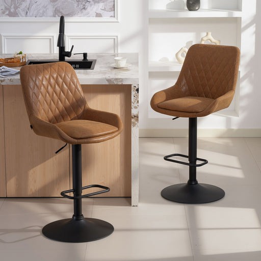 Set of 2 Retro Bar Stools with Comfy Faux Leather Ideal for Kitchen or Home Bar Orange AOSOM