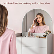 White Dressing Table with Arched Mirror and 3 Storage Drawers for Bedroom