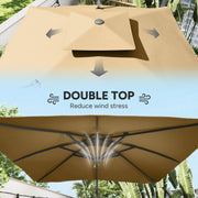 Khaki 3m Cantilever Garden Parasol with Hydraulic Lift for Easy Outdoor Shade