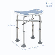 Height Adjustable Padded Shower Stool with U Shaped Seat for Bathroom Safety, Light Blue