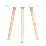 Round Wooden Coffee Tables With Carved Floral Tops Set of 2 Ideal for Living Rooms White