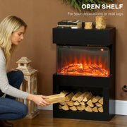 Electric Fireplace with 3D Flame Display Remote Timer and 3 Sided View for Living Room Black
