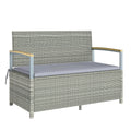 Garden Storage Bench with Hidden Compartment and Cushioned 2 Seater for Tidy Patios Light Grey Outsunny