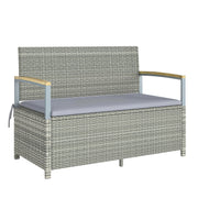 Garden Storage Bench with Hidden Compartment and Cushioned 2 Seater for Tidy Patios Light Grey Outsunny