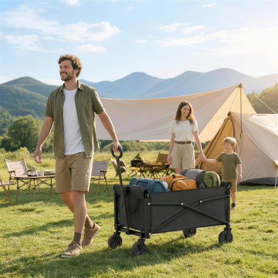 Folding Festival Trolley for Easy Garden and Picnic Transport 80L Capacity Black Outsunny