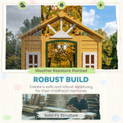 Wooden Garden Playhouse for Children with Spacious Interior and Flower Boxes Brown AOSOM
