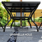 Five Piece Steel Frame Patio Set with Table and Chairs Grey and Black by Outsunny