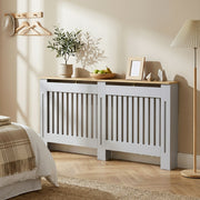 Radiator Cover with Shelf for Extra Storage and Safety Slatted Front Grey Homcom
