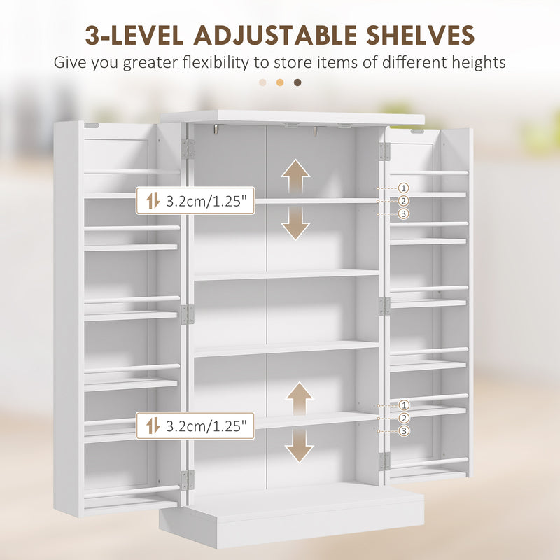 Freestanding Kitchen Storage Cupboard with Adjustable Shelves Ideal for Home Organisation White