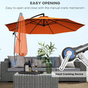 Orange 3m Overhanging Garden Parasol with Base for Outdoor Shade by Outsunny