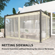 3 x 4m Aluminium Pergola with Retractable Khaki Roof for Garden and Patio by Outsunny