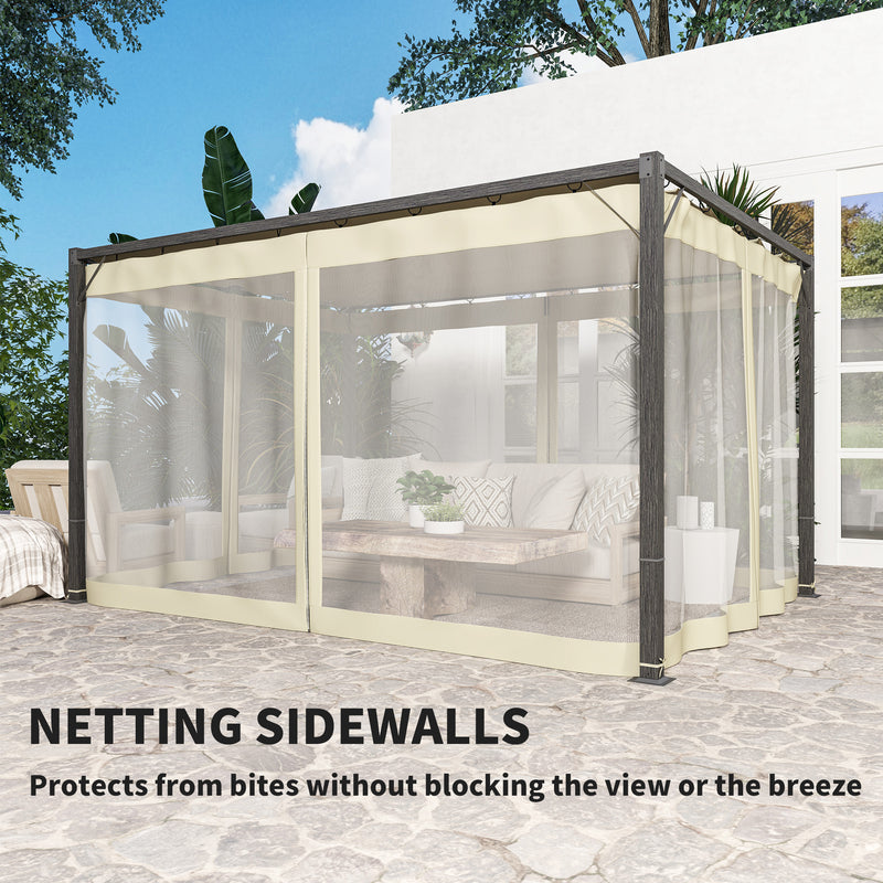 3 x 4m Aluminium Pergola with Retractable Khaki Roof for Garden and Patio by Outsunny