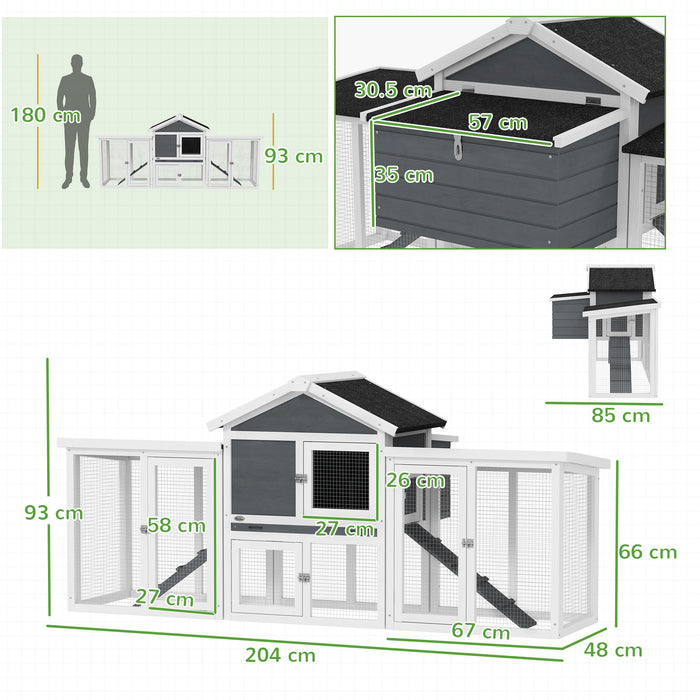 Large Wooden Chicken Coop with Run and Nesting Box Grey by PawHut