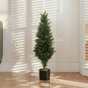 Artificial Cypress Trees Set of 2 for Low Maintenance Front Door Display Green Homcom