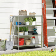 4 Tier Kitchen Storage Rack with Adjustable Shelves for Small Spaces, Silver Tone
