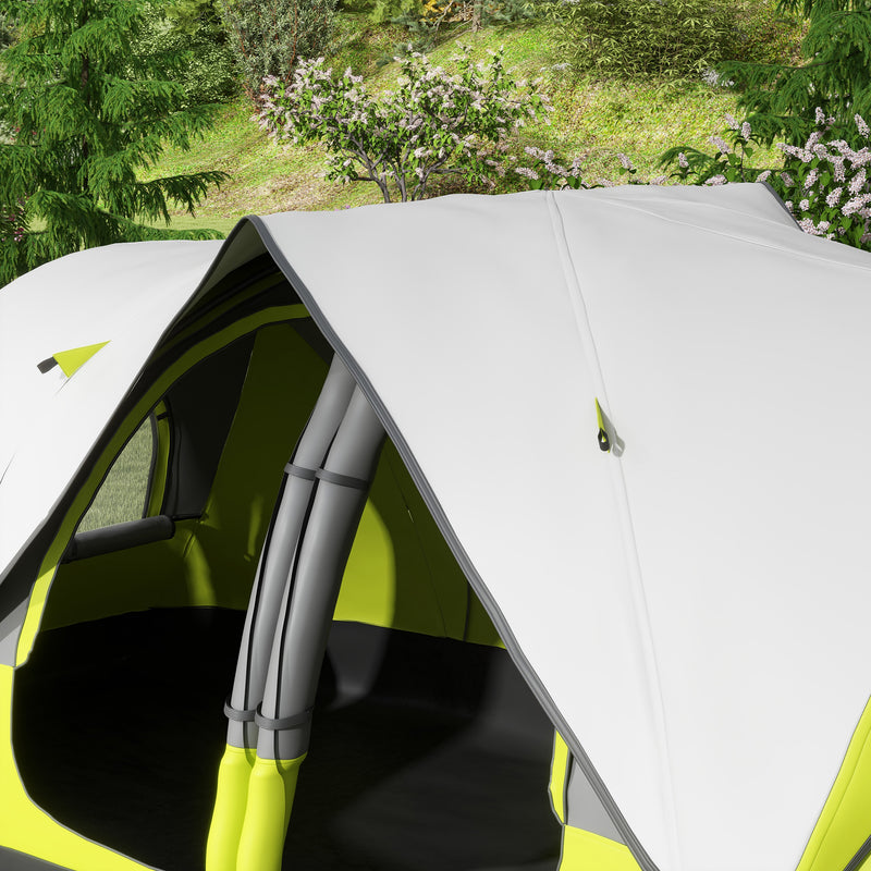 6 Person Waterproof 2 Room Family Camping Tent with Storage Pockets and Mesh Windows Yellow