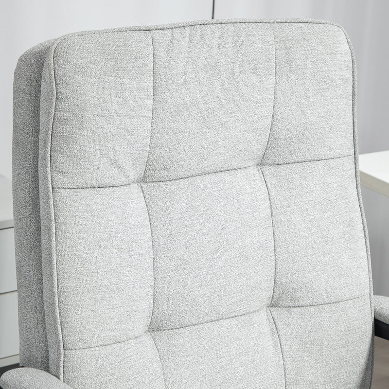 Ergonomic Double Padded Office Chair With Linen Look Fabric For Home Or Work Grey AOSOM