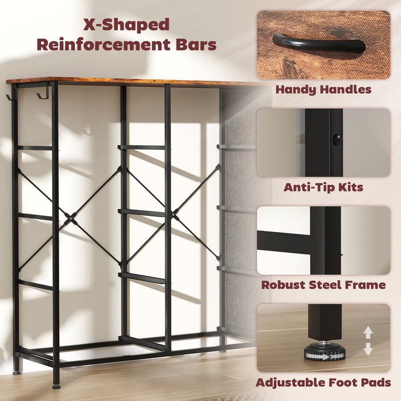 Chest of 8 Fabric Drawers with Wood Top for Bedroom or Hallway Storage Rustic Brown