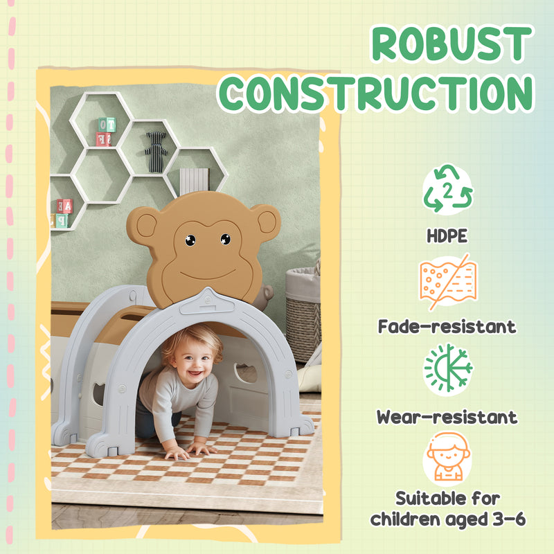 Brown Monkey Design Kids Play Tunnel for Crawling and Climbing Age 3-6 by AIYAPLAY