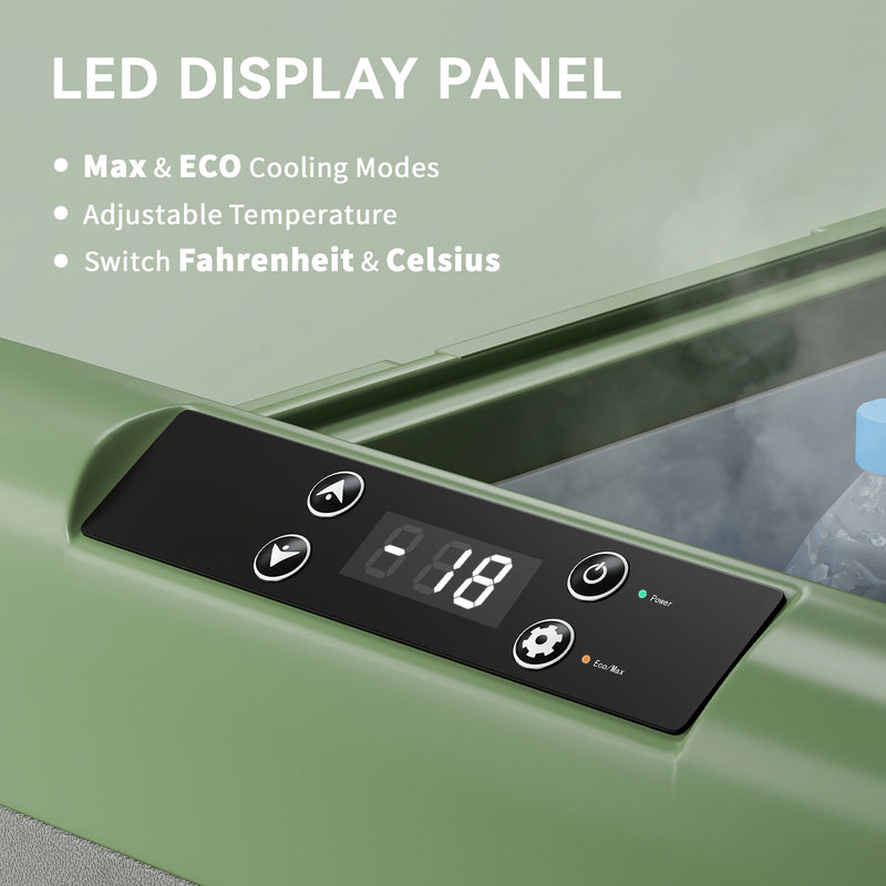 40L Portable Car Fridge Freezer with Dual Zone and LCD Display Light Green by Outsunny AOSOM