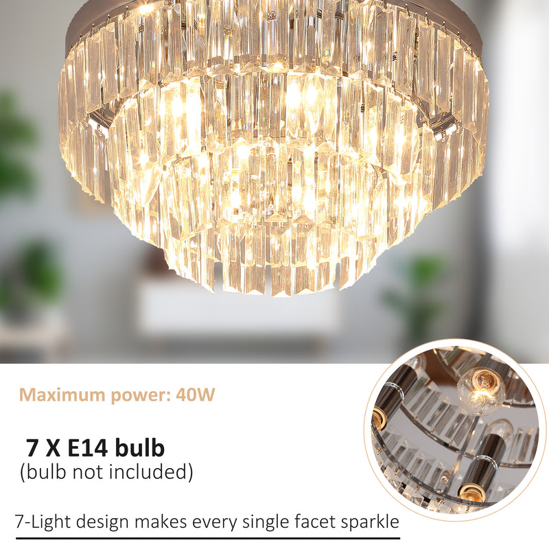 Crystal Ceiling Light Set for Brightening Hallways or Dining Rooms Silver