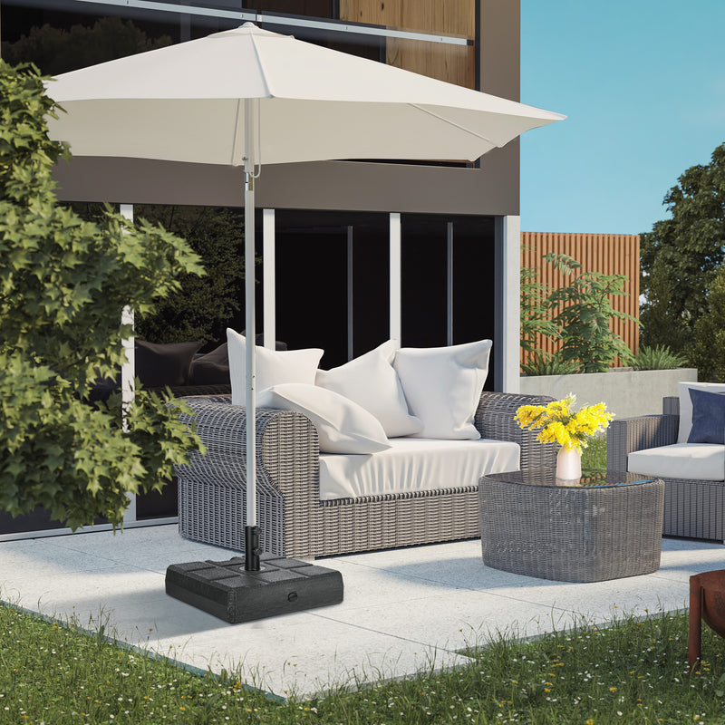 40kg Black Square Parasol Base With Wood Effect Ideal For Garden Or Patio Umbrellas