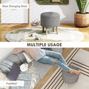 Round Storage Ottoman with Padded Seat and Hidden Compartment for Living Room Light, Grey