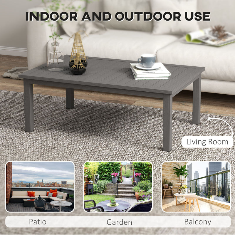 Brown Aluminium Rectangular Outdoor Coffee Table 100cm x 60cm Weather Resistant For Garden Use