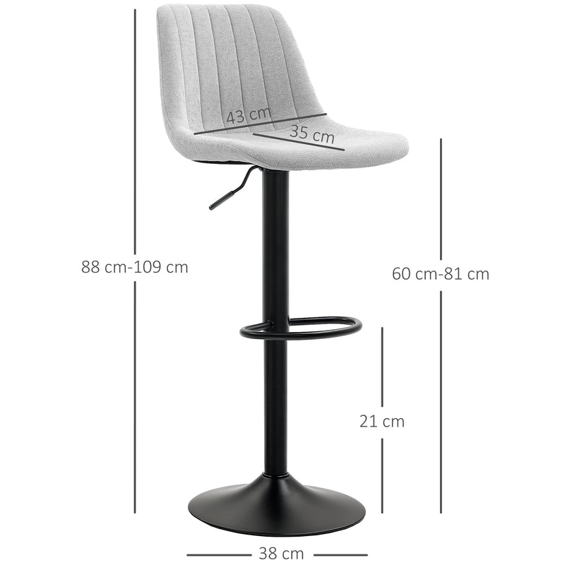 Set of Two Grey Chenille Feel Tub Bat Stools Stylish and Comfortable by HOMCOM