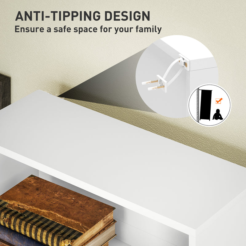 White 6 Shelf Wooden Bookcase Storage Unit for Home or Office Use