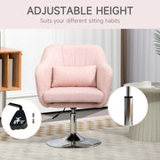 Swivel Accent Chair with Adjustable Height and Lumbar Support for Office or Bedroom Pink