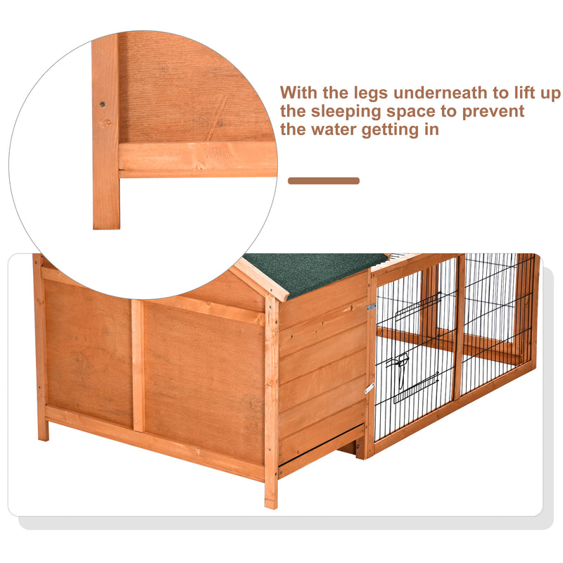 Wooden Outdoor Rabbit Hutch with Openable Roof Detachable Run and Slide Out Tray Grey AOSOM