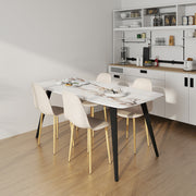 Set of 4 Modern Khaki Dining Chairs with Backrest and Steel Legs for Kitchen or Dining Room by HOMCOM