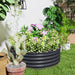 Galvanised Raised Garden Bed with Safety Edging and Gloves Dark Grey 120x120x43cm by Outsunny