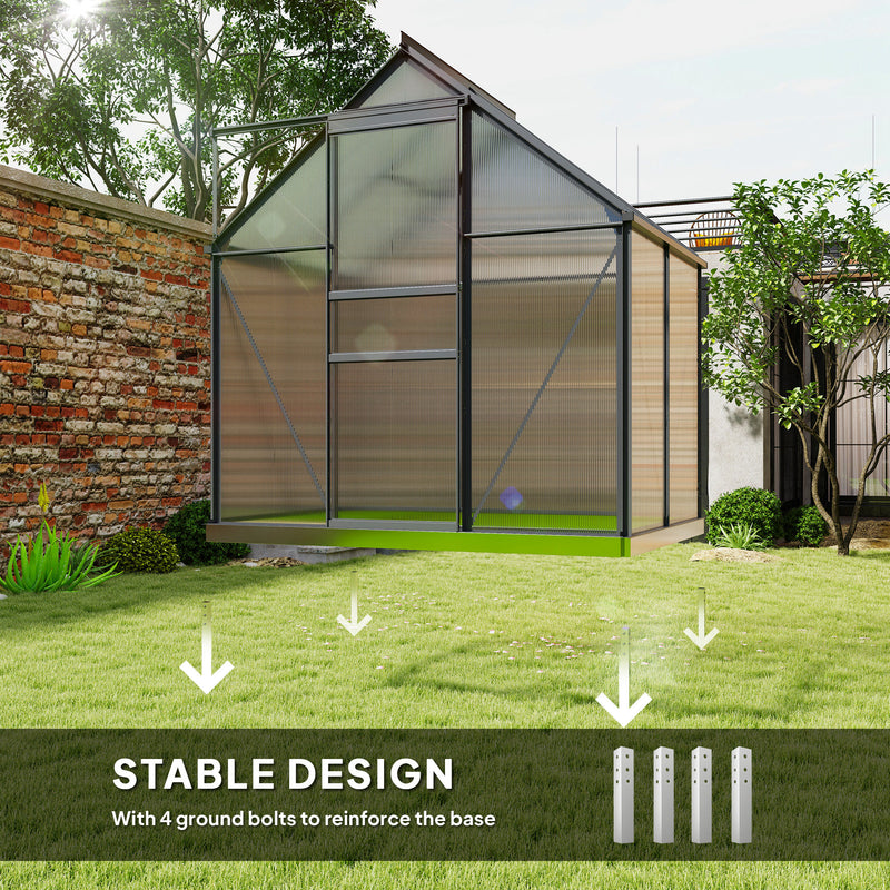 Walk-In Polycarbonate Greenhouse 192 x 131cm Weather Resistant Garden Grow House by Outsunny