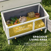 Wooden Outdoor Rabbit Hutch with Raised Base and Easy Clean Tray Grey White AOSOM