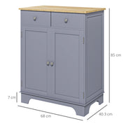 Kitchen Storage Cabinet with Drawers and Adjustable Shelves for Organised Worktops Grey Oak Homcom