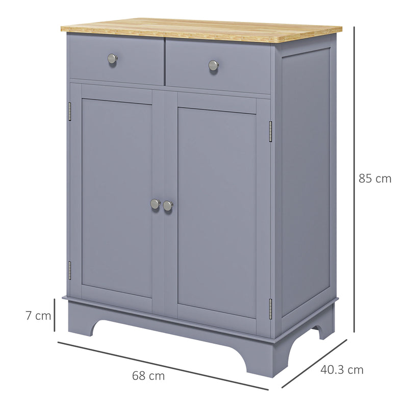 Kitchen Storage Cabinet with Drawers and Adjustable Shelves for Organised Worktops Grey Oak Homcom