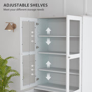 White Double Storage Display Cabinet with Shelves by HOMCOM