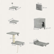 Grey 6 Piece Cat Wall Shelves Set with Bed Scratching Post and Toy Ball by PawHut