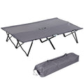 Double Folding Camping Bed for Two Adults Raised Off Ground Grey