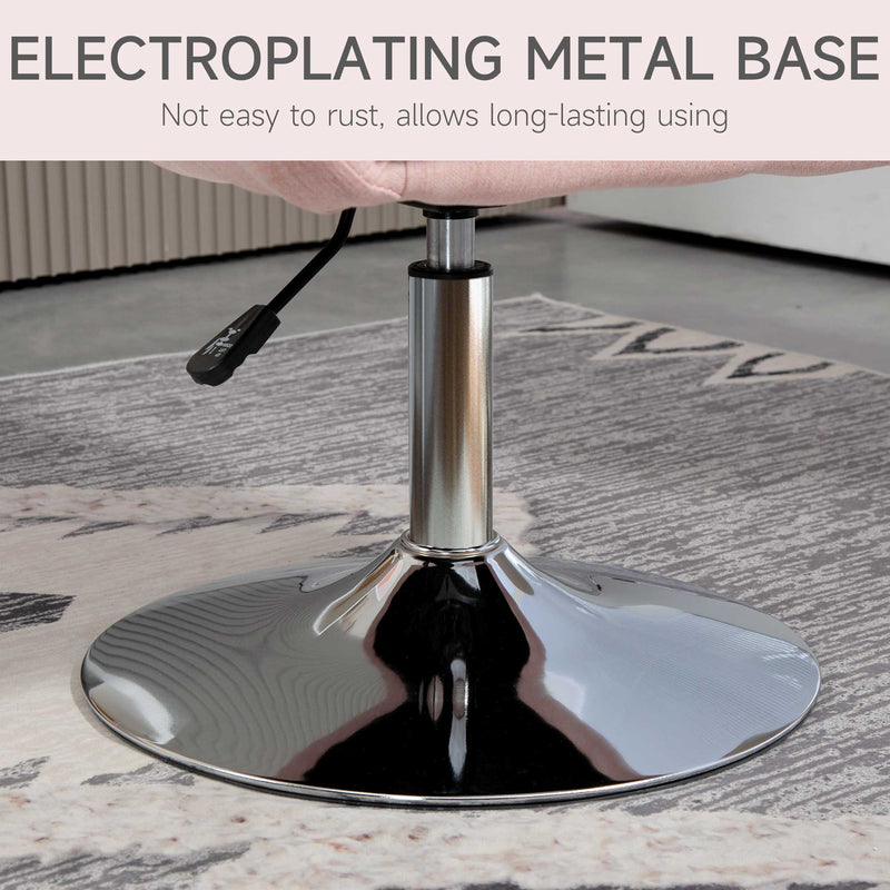 Swivel Accent Chair with Adjustable Height and Lumbar Support for Office or Bedroom Pink