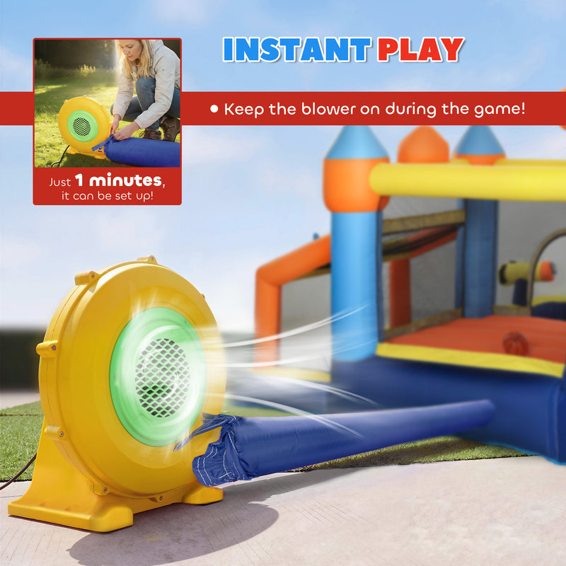 Bouncy Castle and Water Park for Outdoor Kids Play with Slide and Pool Multicolour AOSOM