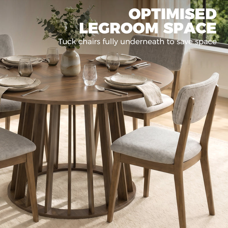 Round Dining Table for Easy Family Meals Wipe Clean Surface Seats 4 to 6 Light Walnut